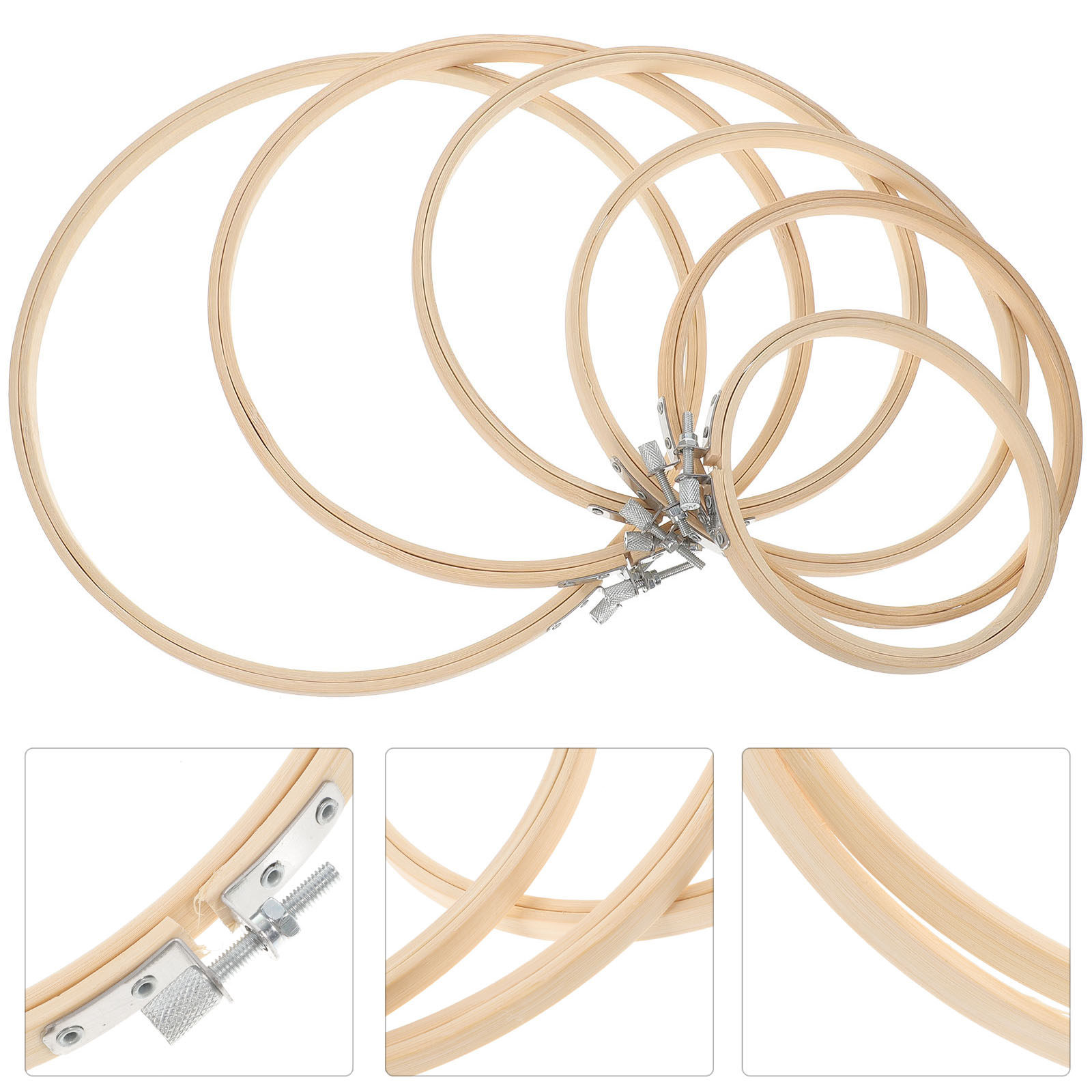 Embroidery Ring Sizes - 6 قطع من حلقات التطريز الخيزرانية