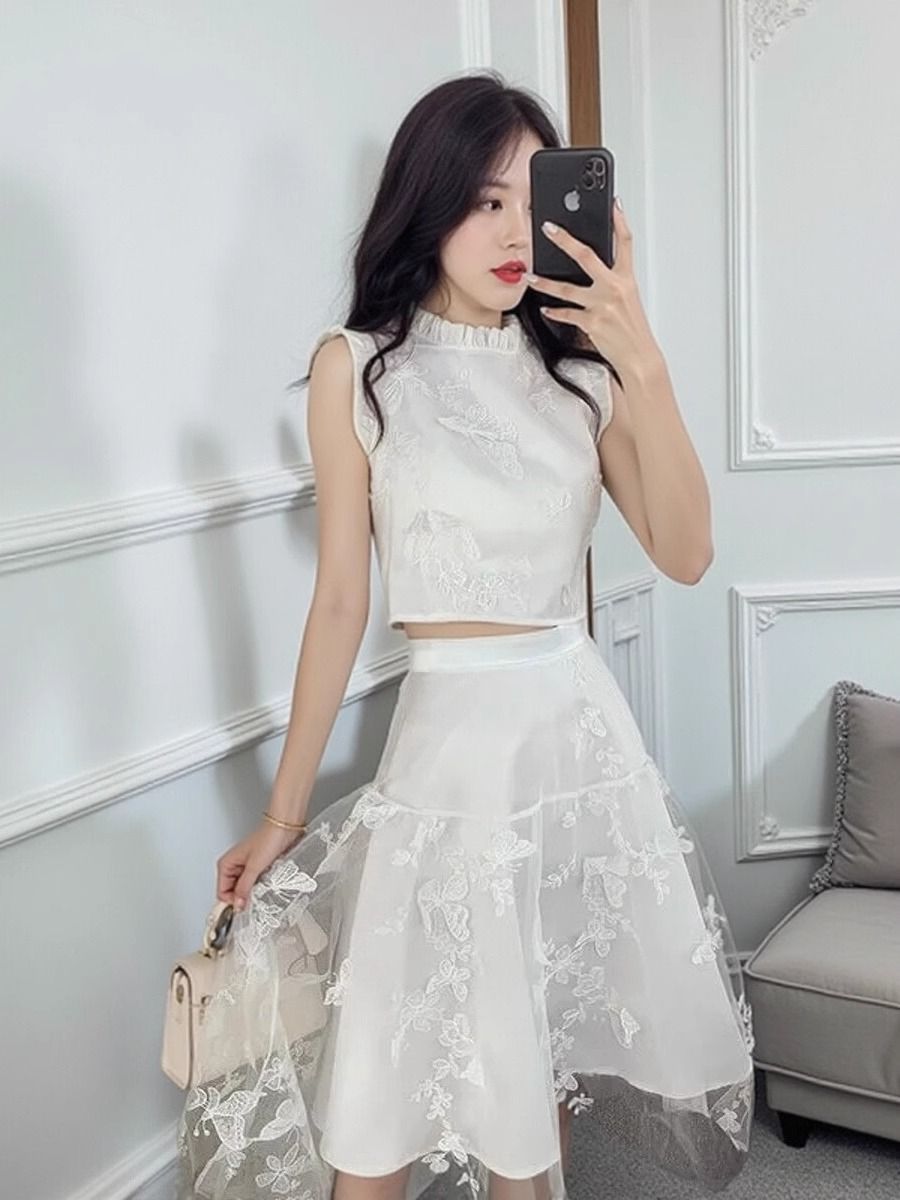 طقم صيفي جديد راقي من قطعتين ل - مراجعة Embroidery Blouse وسعره