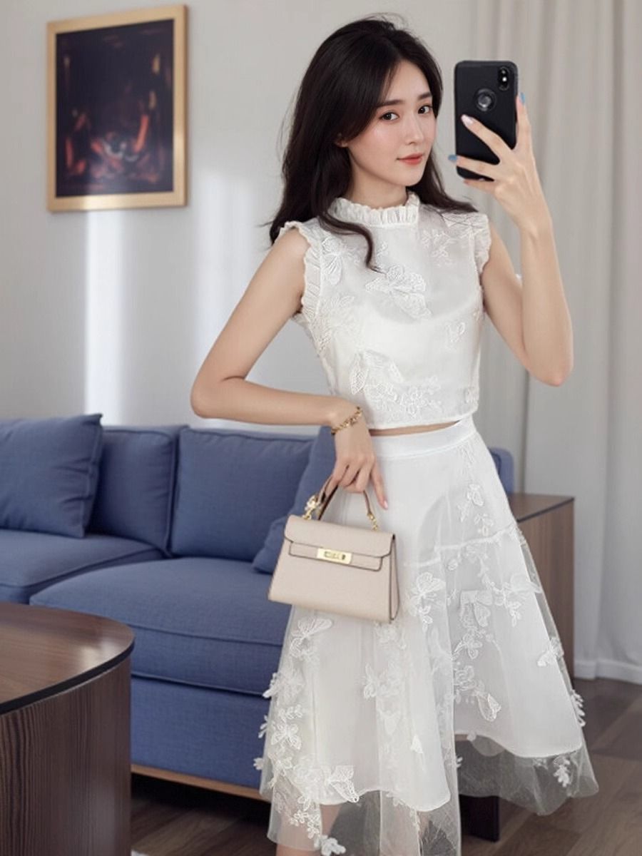 طقم صيفي جديد راقي من قطعتين ل - مراجعة Embroidery Blouse وسعره