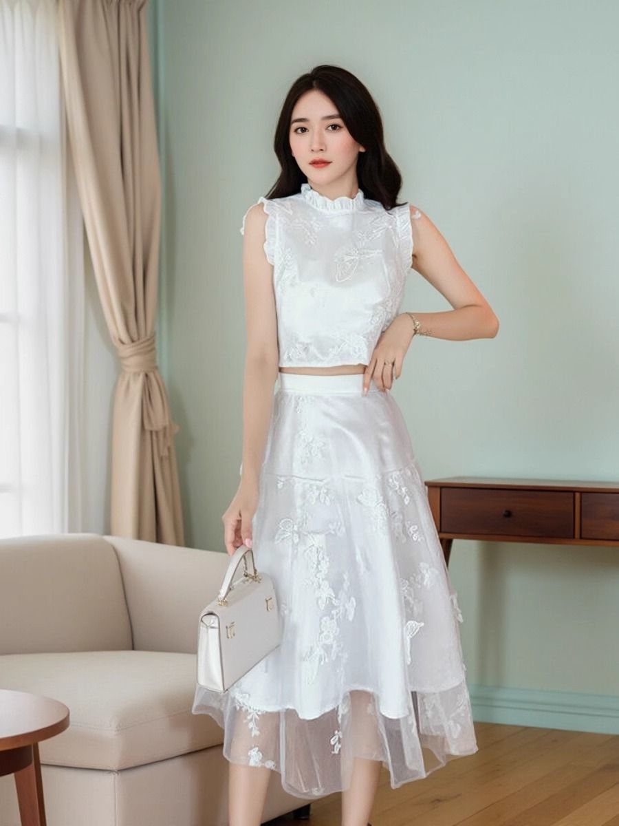 طقم صيفي جديد راقي من قطعتين ل - مراجعة Embroidery Blouse وسعره