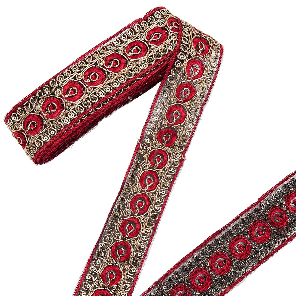 شريط مطرز أحمر بطول 10 ياردات  - مراجعة Embroidery Red وسعره