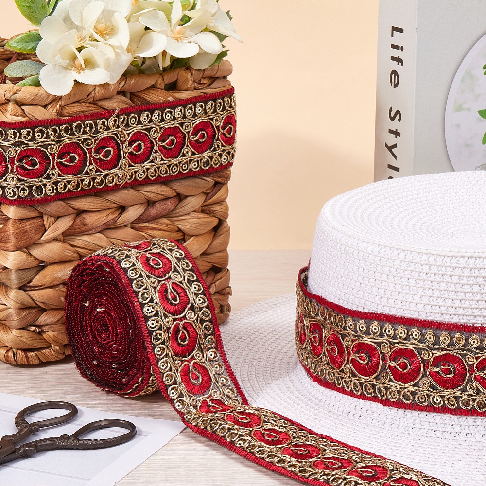 شريط مطرز أحمر بطول 10 ياردات  - مراجعة Embroidery Red وسعره