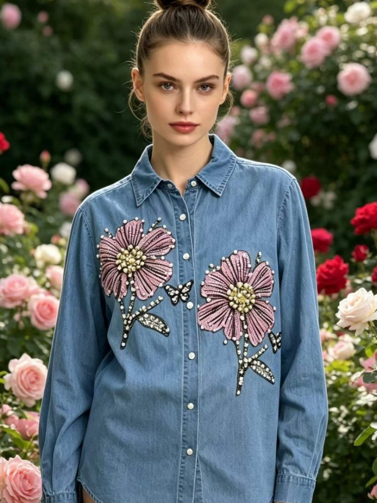بلوزات نسائية من الدنيم مطرزة  - مراجعة Embroidery Blouse وسعره