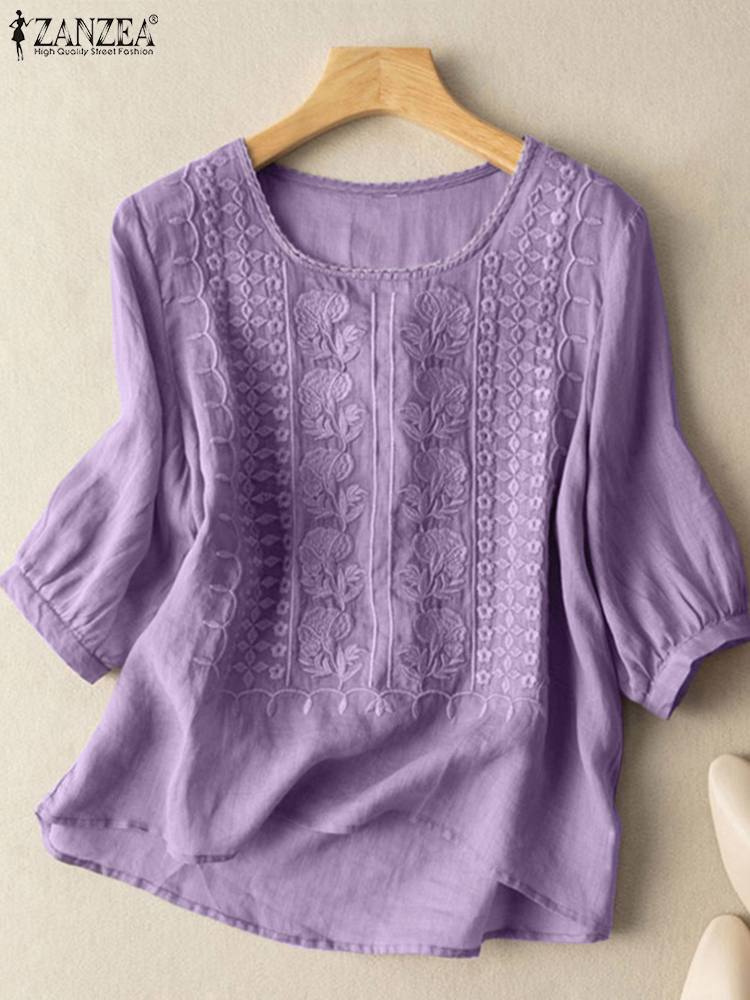 ZANZEA بلوزات نسائية أنيقة مطر - مراجعة Embroidery Blouse وسعره