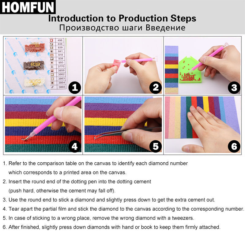 HOMFUN AB كامل الماس التطريز 